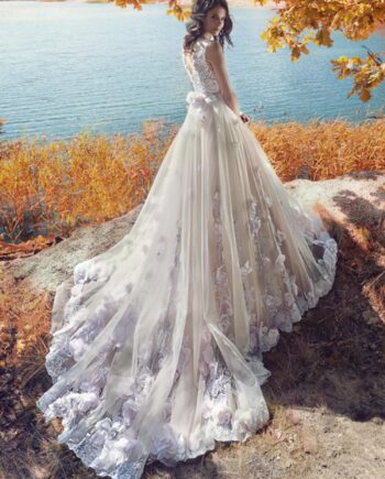 Sample Sale Toronto: Pink-Ivory Ball Gown Wedding Dress with 3D Flowers