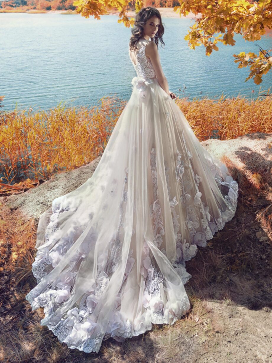 Sample Sale Toronto: Pink-Ivory Ball Gown Wedding Dress with 3D Flowers