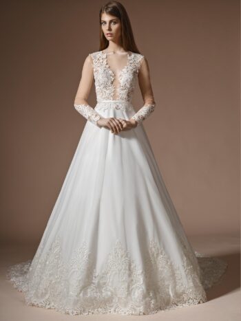 wedding dress with lace bodice