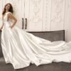 Sarin Mikado ball gown with plunging neckline and open back