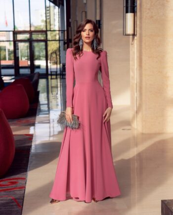 Elegant long dress with illusion back