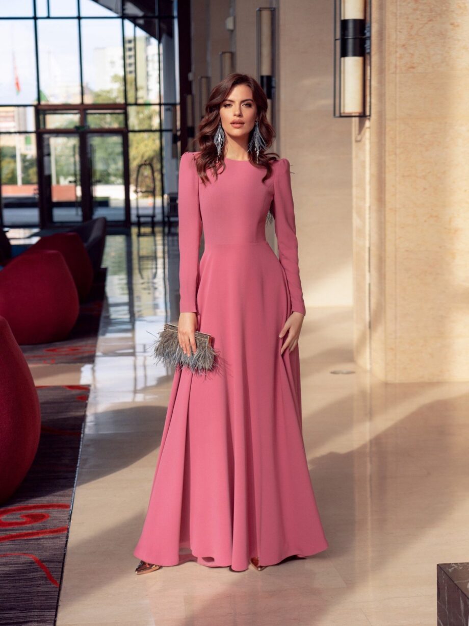 Elegant long dress with illusion back