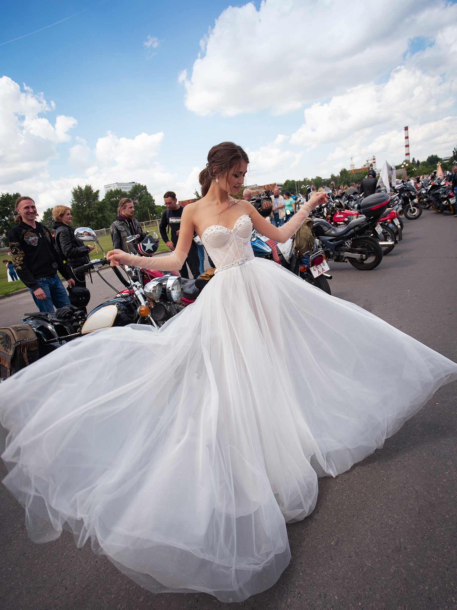 Ultra Modern Wedding Dress With Pearl Embellishments 6558