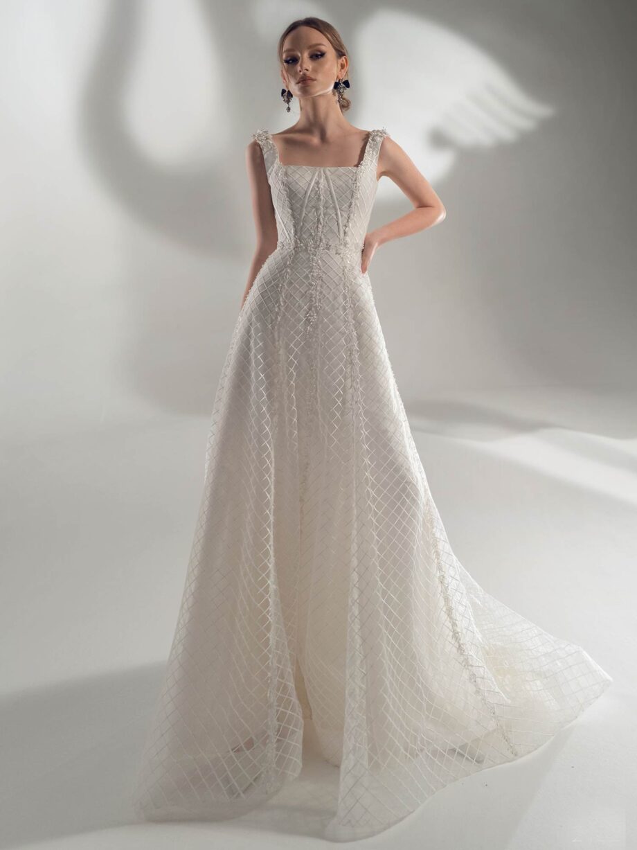 A-line wedding dress with square neckline