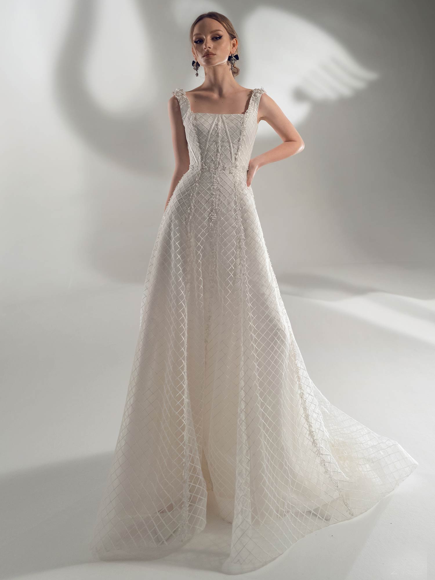 Aline wedding dress with square neckline