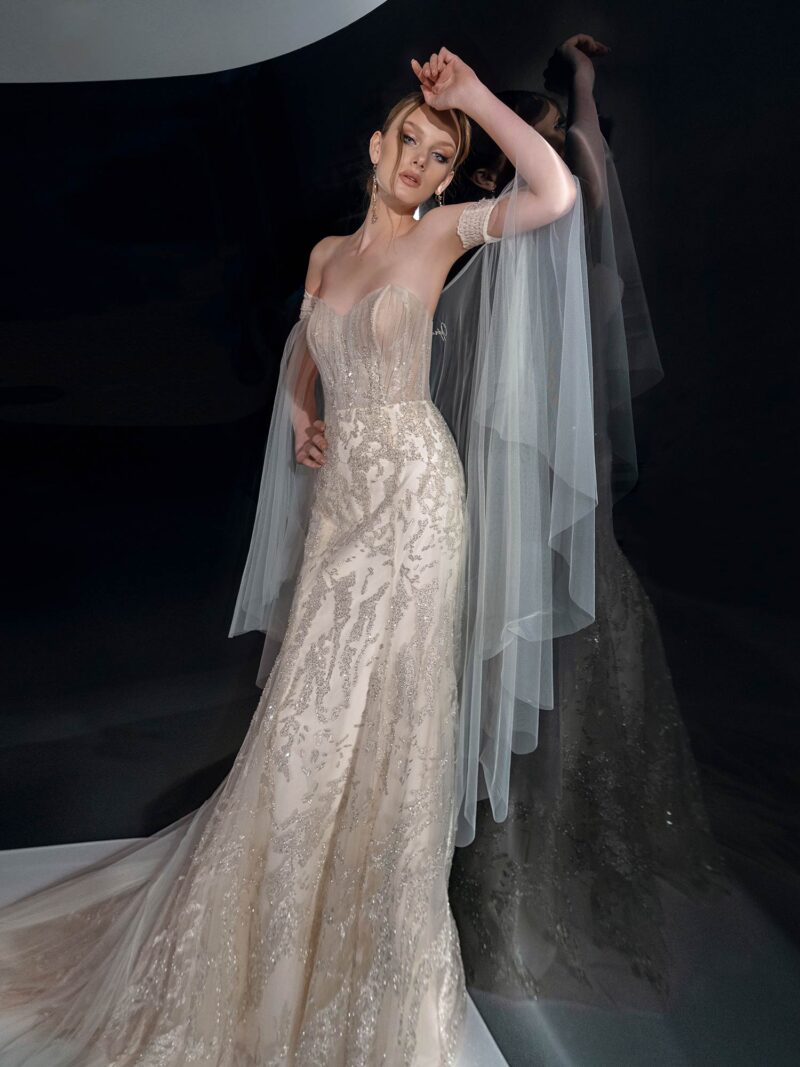 Beaded Lace Sheath Wedding Dress - Sample Sale Toronto