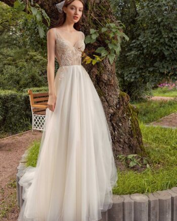 A-line wedding dress with bustier style corset