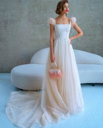 A-line wedding dress with cap sleeves