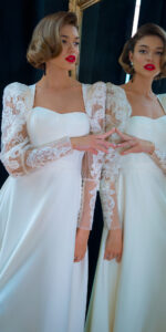 A-line wedding dress with bishop sleeves
