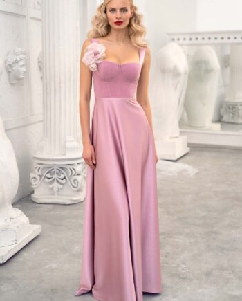 Thick strap sheath gown with bustier style corset