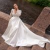 Ball gown plus size wedding dress with short sleeves