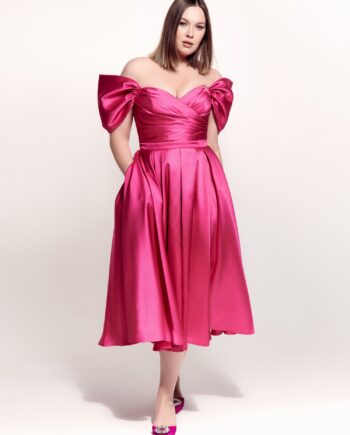 Plus size A-line dress with off-the-shoulder straps