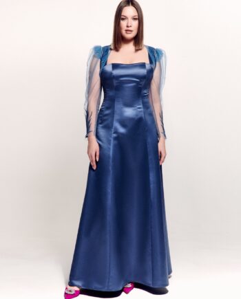 Plus size square neck gown with thick straps