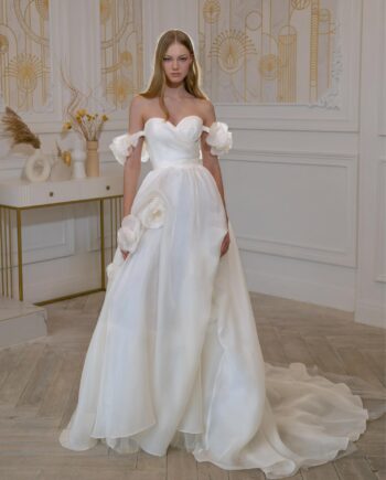 Organza A-line wedding dress with 3D flowers