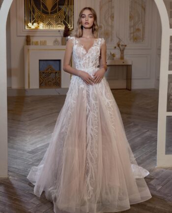 A-line wedding dress with sequinned embroidery