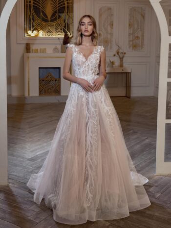 A-line wedding dress with sequinned embroidery