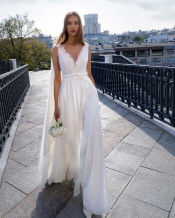 Chiffon flowing wedding dress