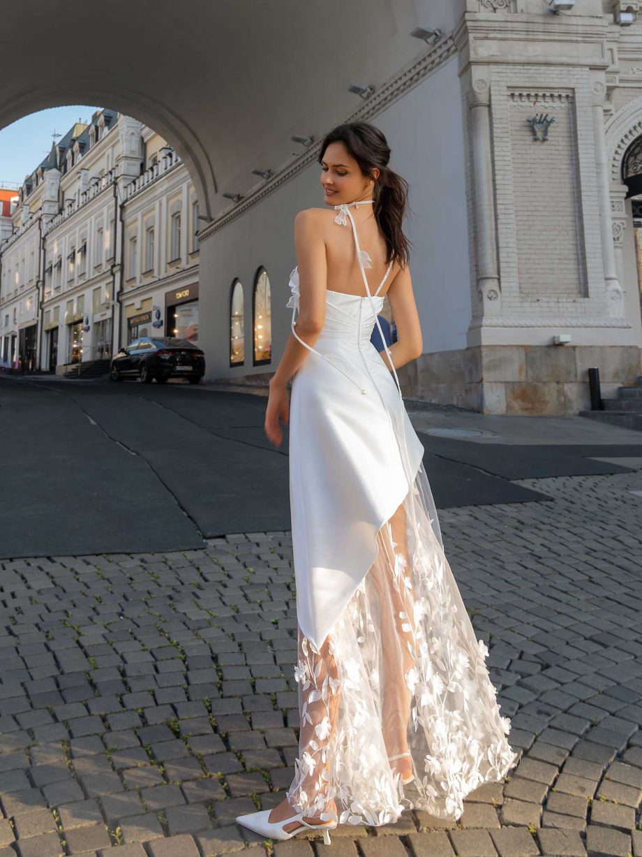 Sheer overlay bridal gown