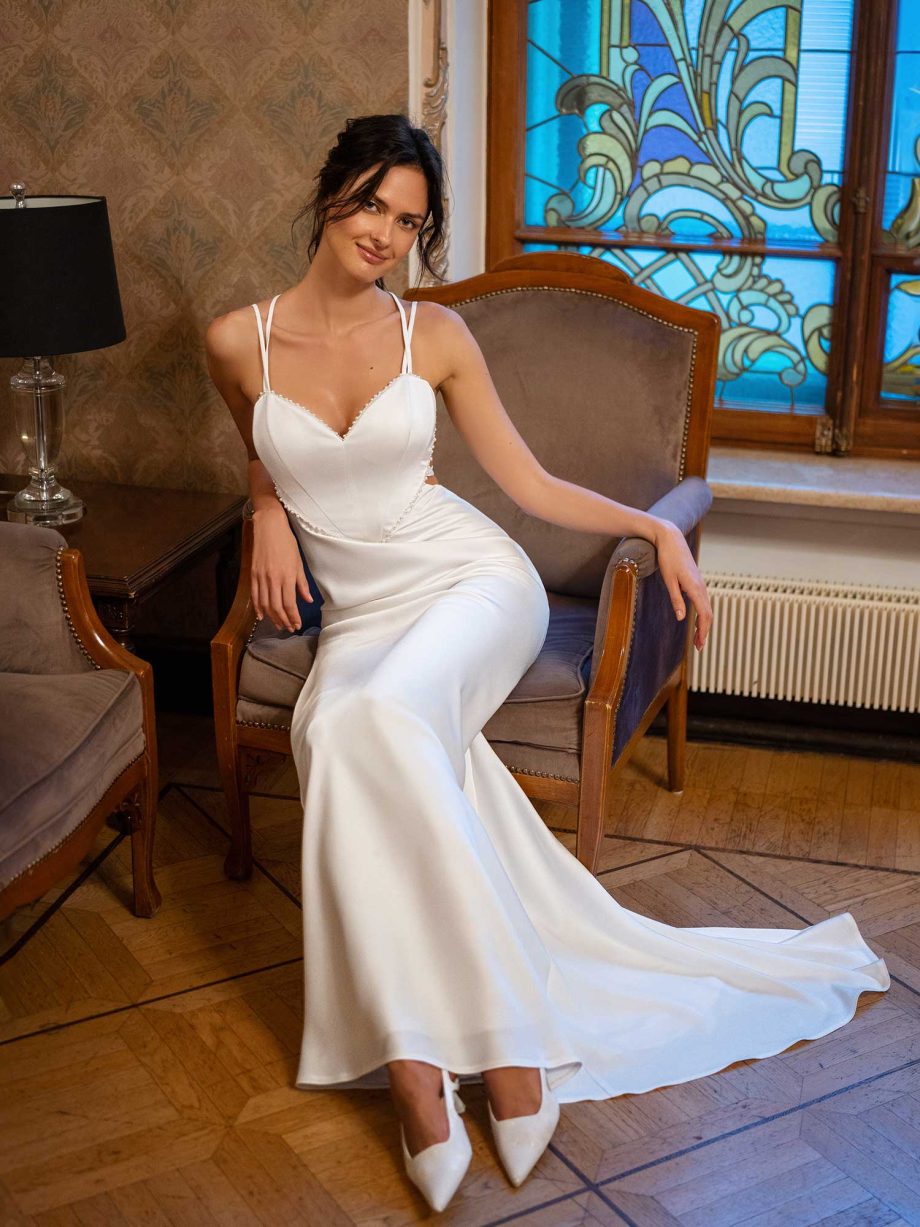 Slip wedding gown with elegant open back