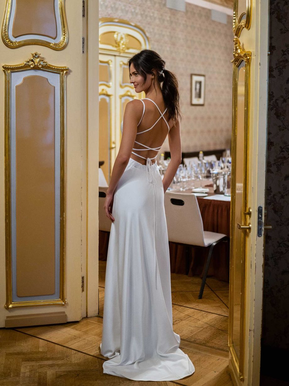 Slip wedding gown with elegant open back