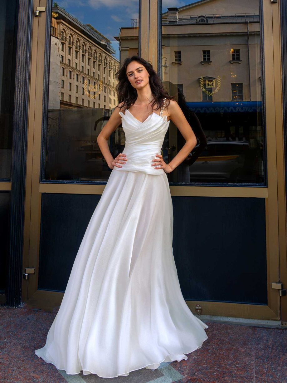 Organza Wedding Gown with Spaghetti Straps