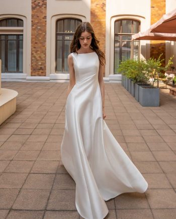 Boatneck Simple Wedding Gown