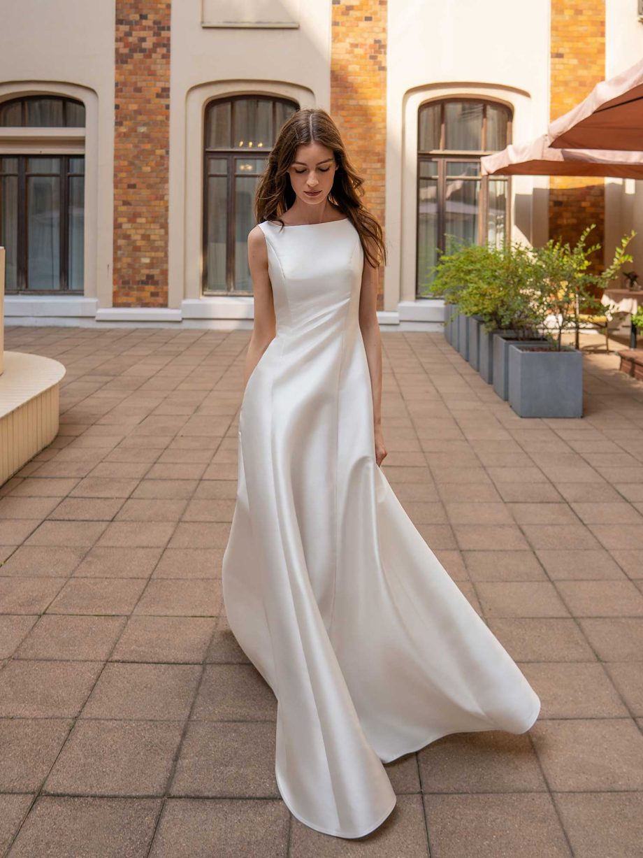 Boatneck Simple Wedding Gown