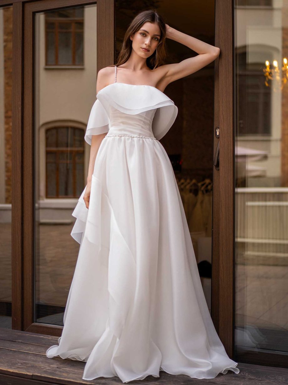 Organza Bridal Gown with Off-Shoulder